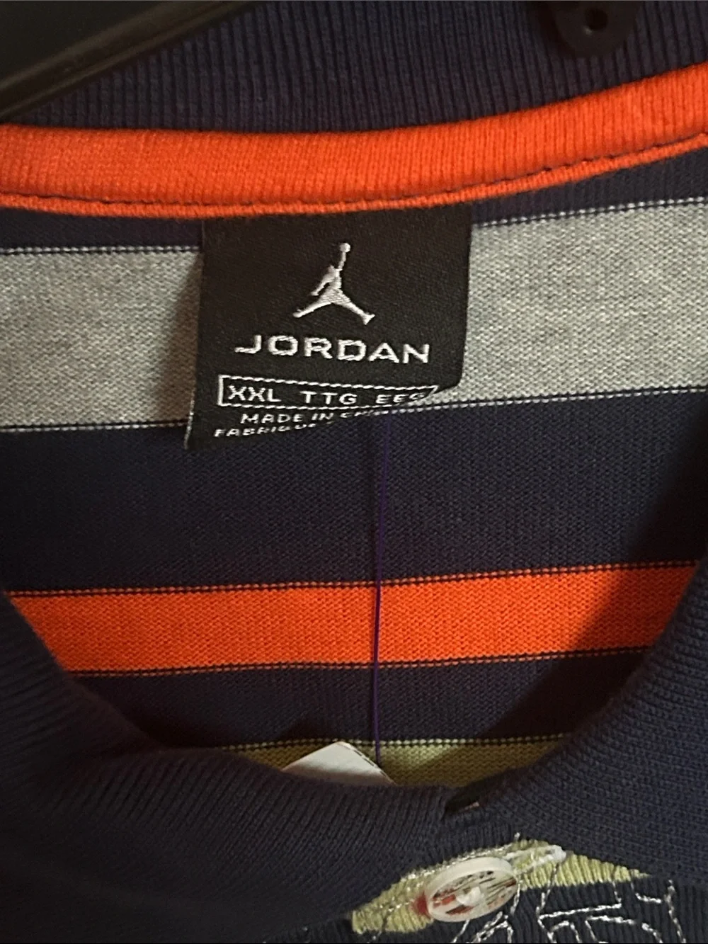Jordan Short-Sleeve Striped Polo in Orange, Navy & Gray (070726#1)
